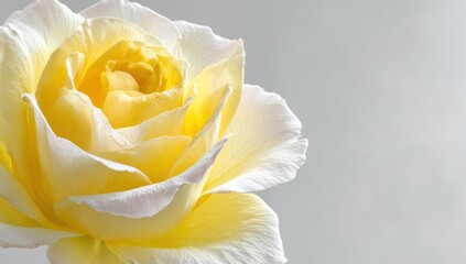 Close-up view of a delicate yellow rose.