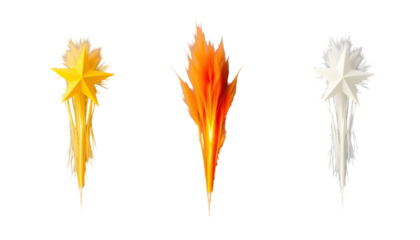 Stylized Starbursts on Transparent Background Bursting Energy