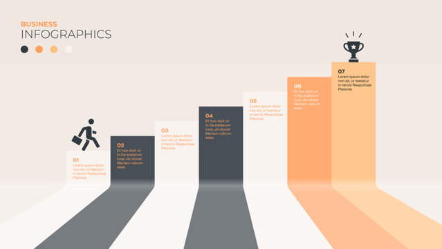 Steps on the path to success and rewards. An infographic template for presentations, brochures, booklets, posters, and the like