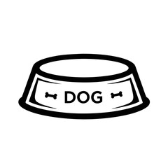 Dog Bowl Silhouette Logo With Thick Contour Lines