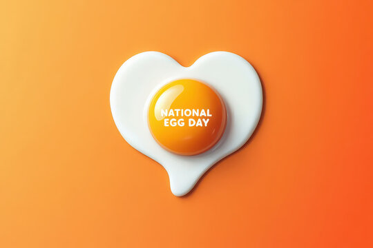 Heart shaped fried egg with national egg day message