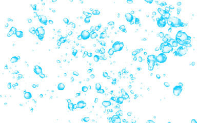 Floating blue water bubbles background. Isolated effervescent soda fizz PNG clip art on a transparent background for a fresh beverage ad or underwater design.