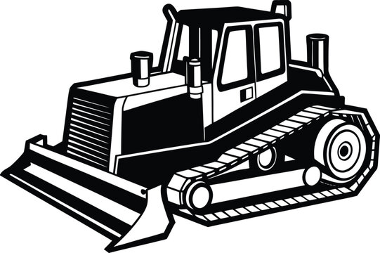 black and white bulldozer construction vehicle clip art preview