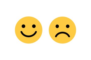 Happy and Sad Faces Vector Illustration Exploring Emotional Contrast and Well Being in Simple Graphic Design