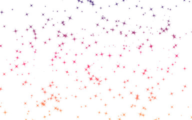 Sparkling gradient background with orange, pink, and purple stars. Isolated sunset glitter texture PNG clip art for a festive invitation, social media backdrop, or magic design.