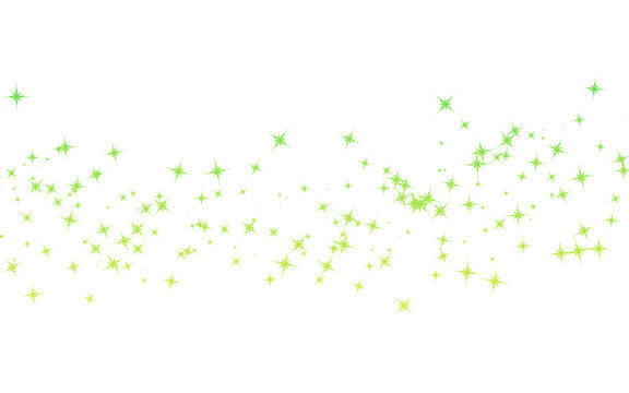 Sparkling green and lime glitter border. Isolated magic star dust PNG clip art on a transparent background for a St. Patrick's Day design, nature theme, or festive frame.