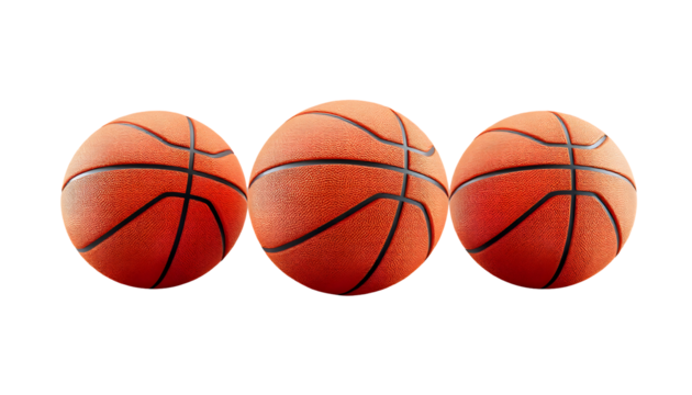Three Basketballs Isolated Transparent Background