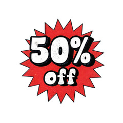 3d icon of a fifty percent off sale sign isolated on transparent background for advertising and promotion