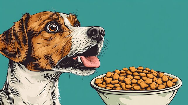 Dog looking at dog food