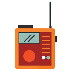 Orange Radio Receiver with Antenna Communication and Technology Vector Illustration