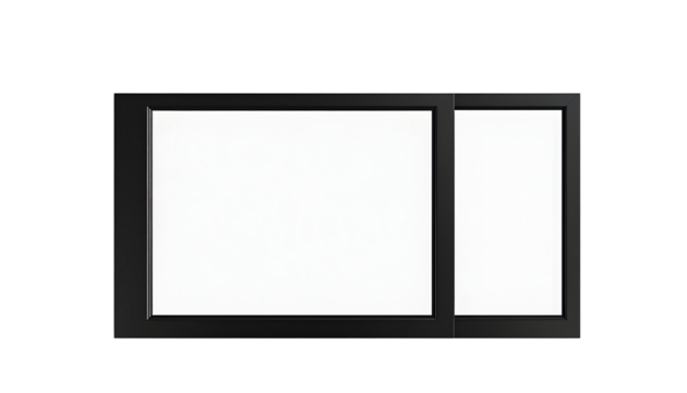 Modern Black Window with Transparent Background