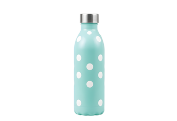 Blue Polka Dot Water Bottle with Silver Cap