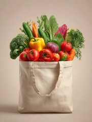 reusable tote bag filled with fresh produce