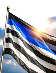Thin Blue Line Flag, Outdoors, Sunny Day