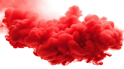 Fototapeta premium A vibrant burst of red powder suspended in mid-air, creating a striking visual contrast against a clean white backdrop.