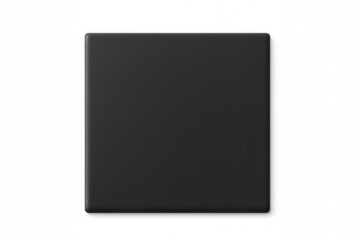Black square button with transparent background, perfect for web design, app interfaces, or any project needing a sleek, customizable element
