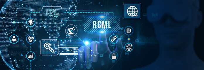 Robot Control Meta Language technology concept. RCML. 3d illustration