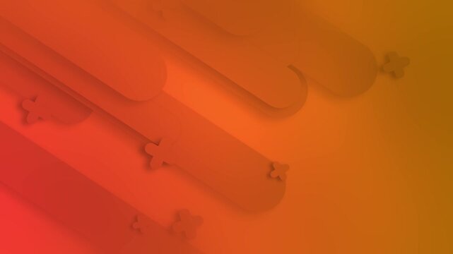 Vibrant abstract background with dynamic orange and red gradient, featuring modern 3D rounded geometric shapes and subtle shadows, perfect for contemporary design projects.