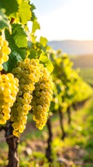Golden grapes on vine