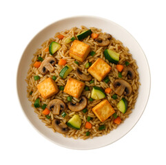 Delicious tofu vegetable rice bowl healthy meal prep