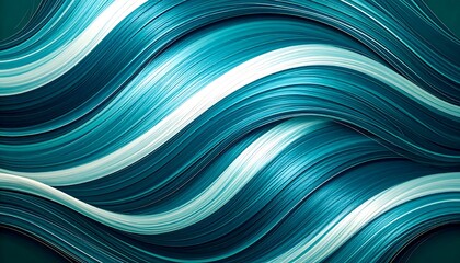 Abstract teal and white wavy lines