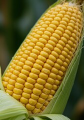 Closeup of Ripe Yellow Corn Cob