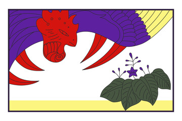 横向きの花札単品アイコン　桐に鳳凰