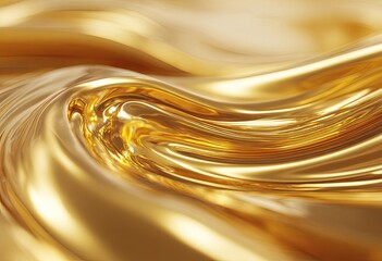 Gold liquid flowing in swirling patterns