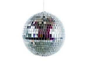 Shiny silver disco ball isolated on transparent