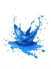 Vibrant blue liquid splash against a white background