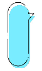 ドット絵シンプル縦長フキダシ　ブルー　コメント・漫画風・セリフ・メッセージ等