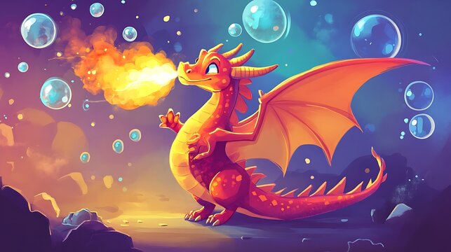Dragon exhaling flames
