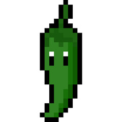 Cartoon Pixel Green Chilli Character
