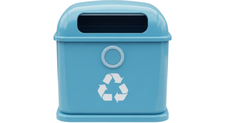 Isolated Blue Recycling Bin with Recycle Symbol