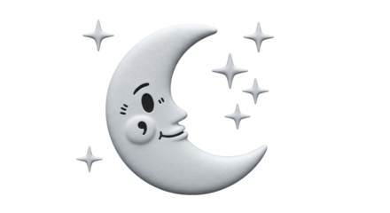 Isolated Cartoon Moon and Stars