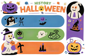 Naklejka premium Vector infographic about Halloween history and traditions.