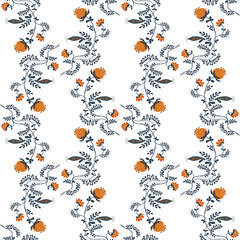 Seamless floral pattern featuring wildflowers and graceful vines on a fresh backdrop