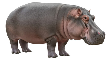 Isolated Grey Hippo Standing