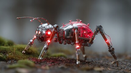 A metallic ant robot in a natural environment