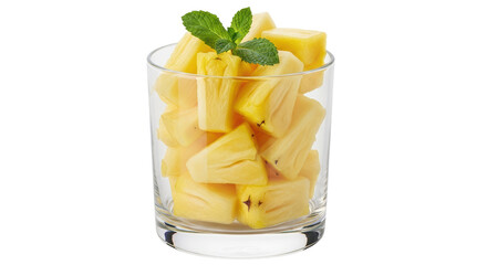 Isolated Pineapple Pieces in Glass