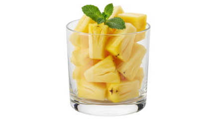 Isolated Pineapple Pieces in Glass