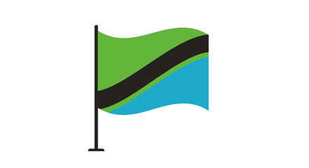 Minimalist Vector SVG Icon of Flag with Wavy Lines in Green Black Blue Flat Style