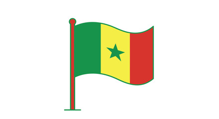 Vector SVG Icon of Senegal Flag with Geometric Shapes in Flat Design Style for Web and Digital Projects