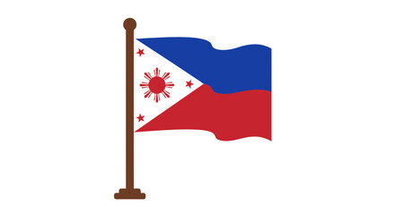 Vector SVG Icon of Flag with Sun Emblem and Red Stars in Flat Modern Style for Web and Digital Applications