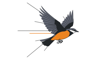 Minimalist Vector SVG Illustration of a Bird with Geometric Feathers in Modern Flat Style