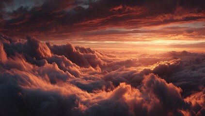 Fototapeta premium Dramatic sunset over a landscape of clouds