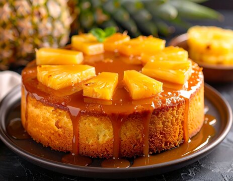 bizcocho, volteado de pi&ntilde;a, pastel