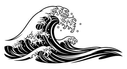 Vector Line Art SVG Illustration of Wave with Dynamic Curves in Modern Minimalist Style for Digital Art and Web Design