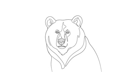 Vector Minimalist Line Art SVG Illustration of Bear Head in Modern Flat Style with Monochrome Palette for Digital Design