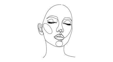 Vector Minimalist Line Art SVG Illustration of a Female Face in Modern Flat Style with Elegant Curves and Monochrome Palette